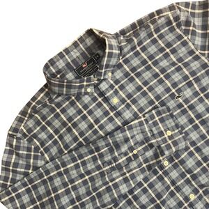 Vineyard Vines Tucker Shirt Mens XL Blue Plaid Slim Fit Excellent Stretch Cotton